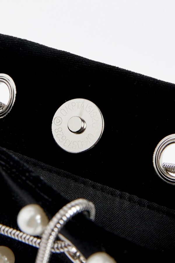 Black Velvet Pearl Occasion Cross-Body Bag - Image 2