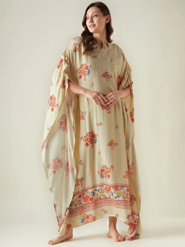 Yellow Serenade Wide Border Kaftan