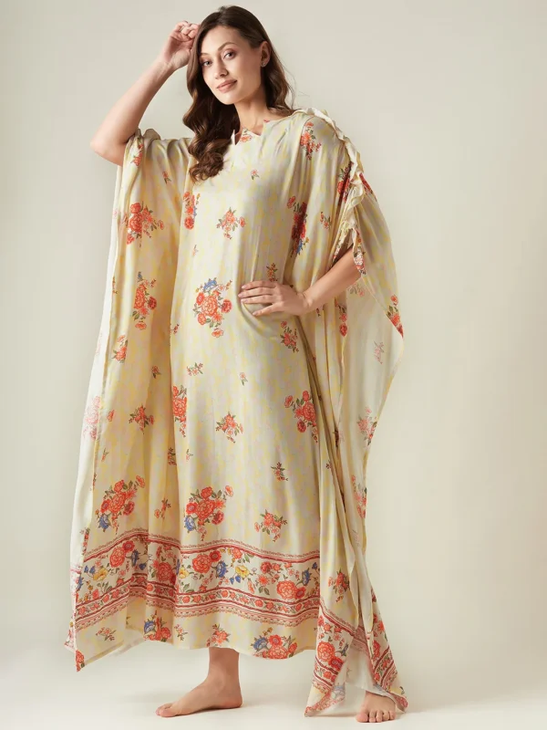 Yellow Serenade Wide Border Kaftan - Image 6