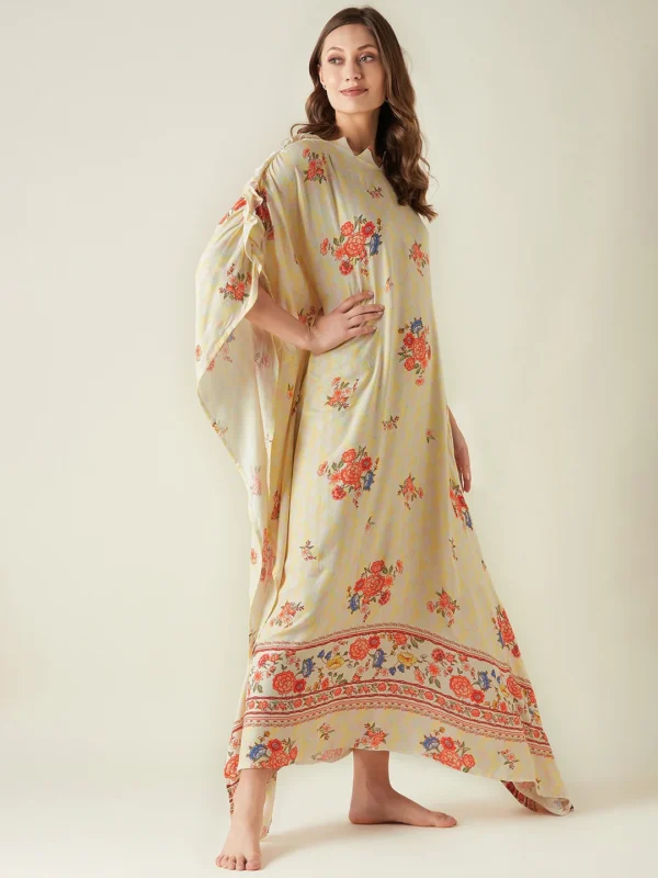 Yellow Serenade Wide Border Kaftan - Image 5