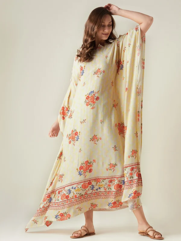 Yellow Serenade Wide Border Kaftan - Image 2