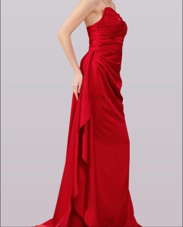 One shoulder Satin Red Dress - Image 2