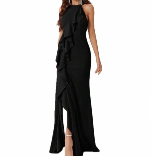 Maxy Evening Ruffle edge black dress