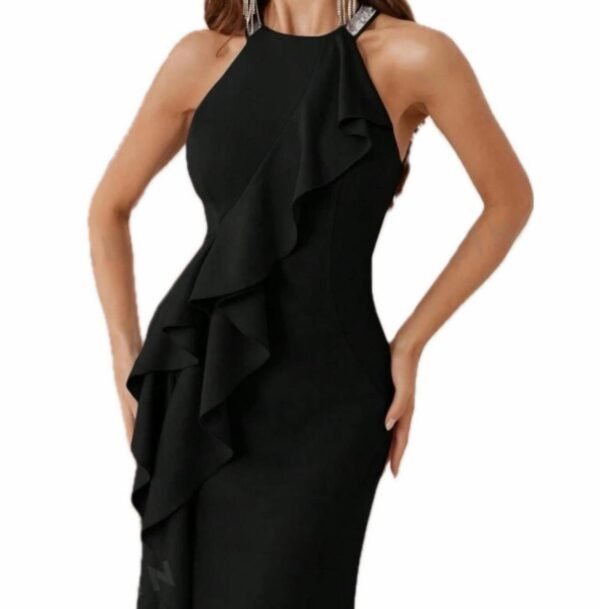 Maxy Evening Ruffle edge black dress - Image 3