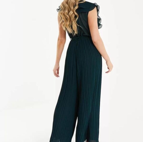 V-neck ruffle green jumpsuit - Image 3